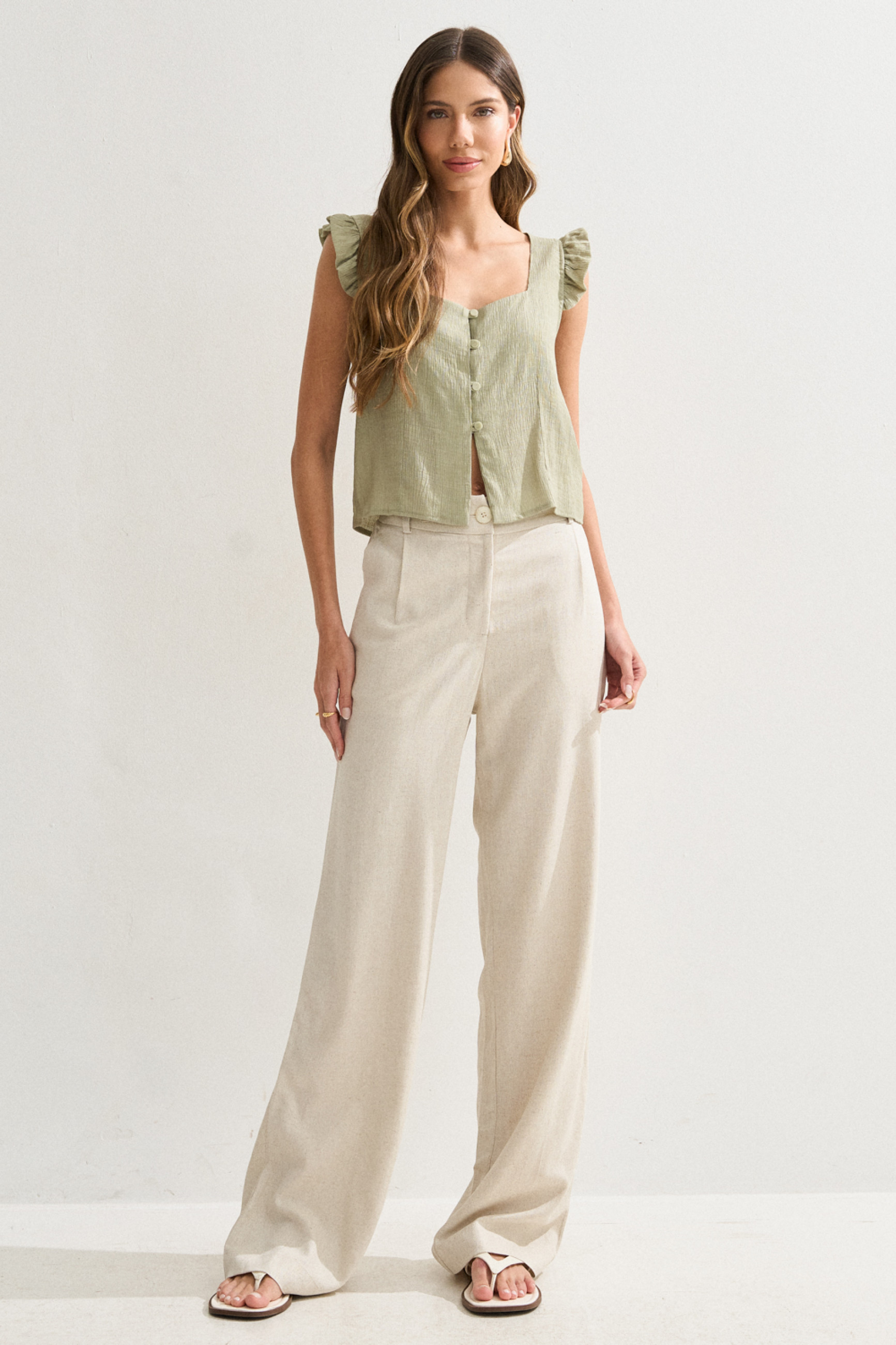 Calça Linho Alfaiataria Eva Natural