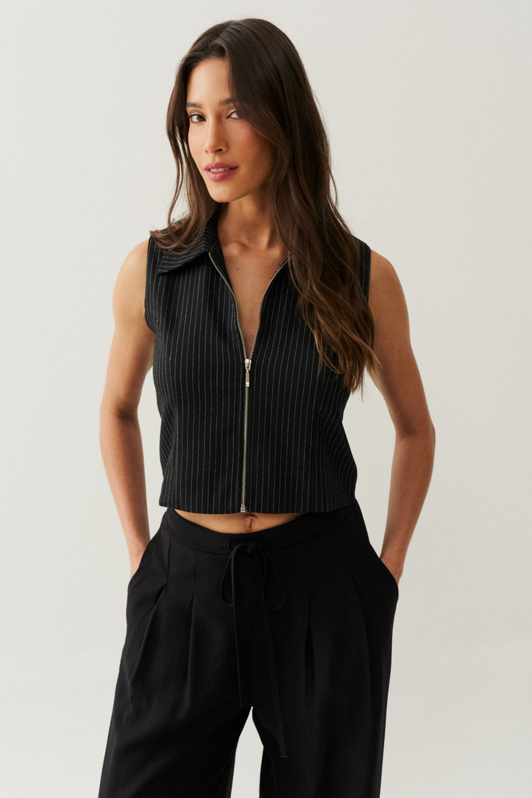 Colete Listrado Mia Preto