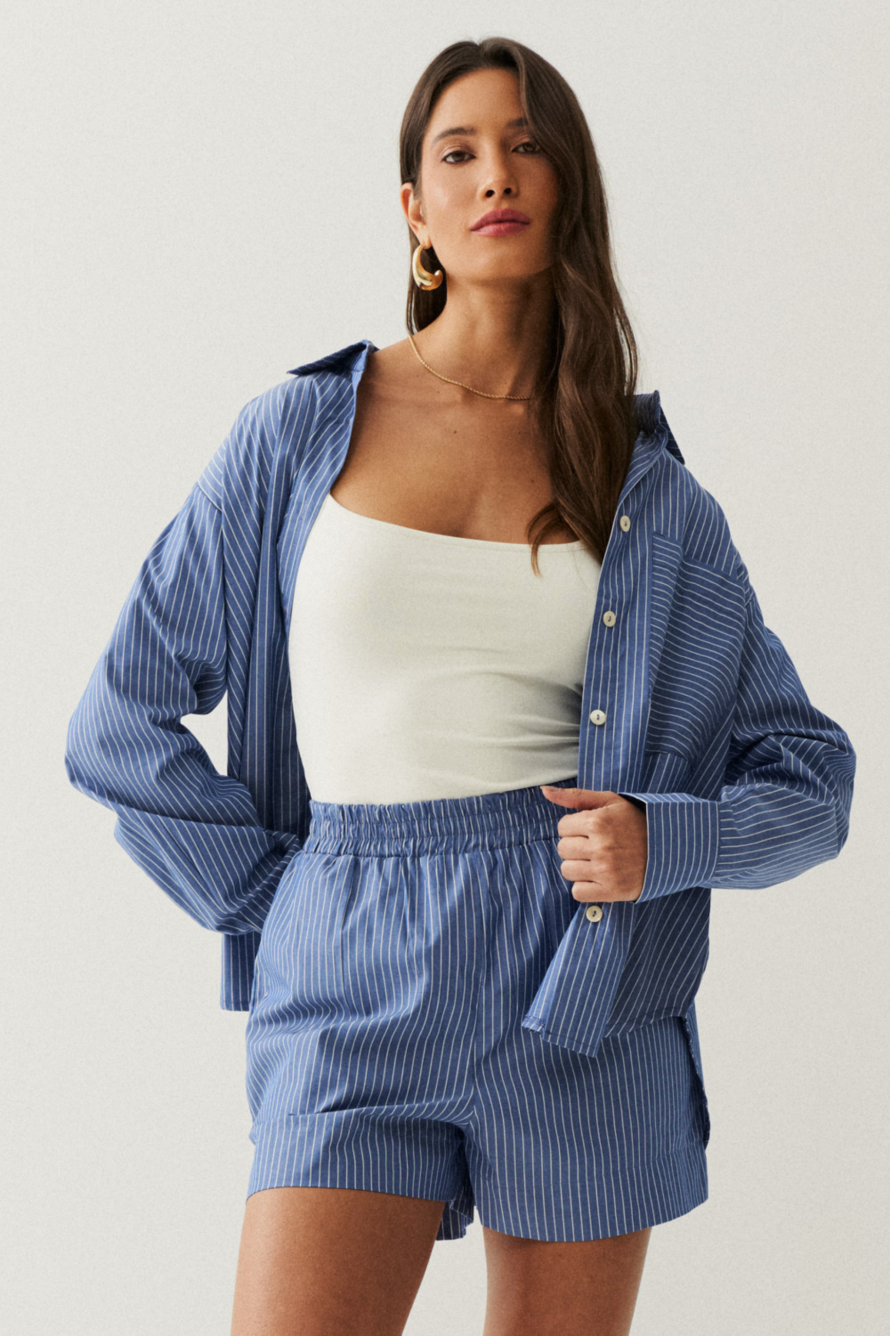 Camisa Listrada Azul Escuro