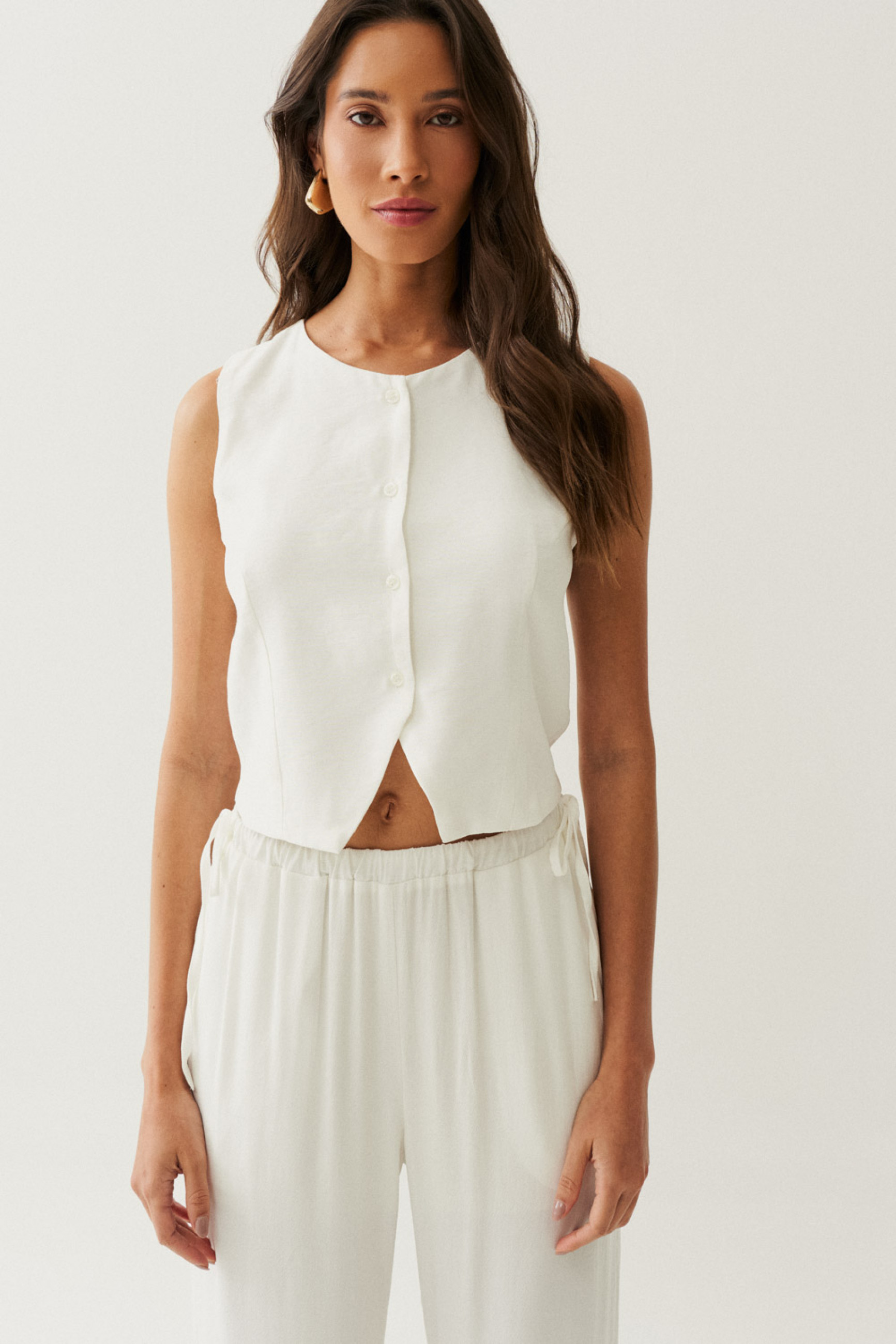 Colete com Botão Julie Off White