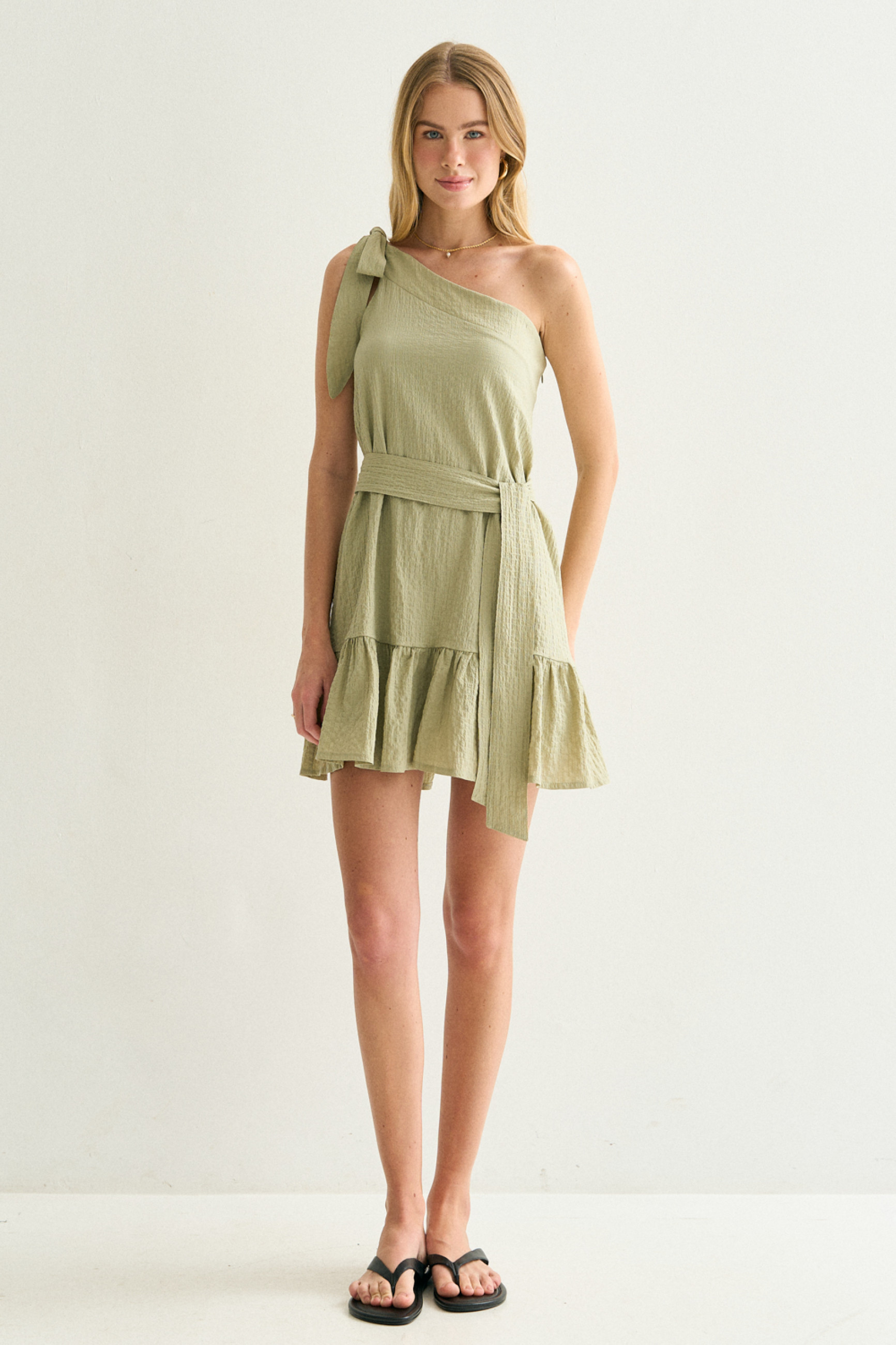 Vestido Um Ombro Iara Avocado Claro