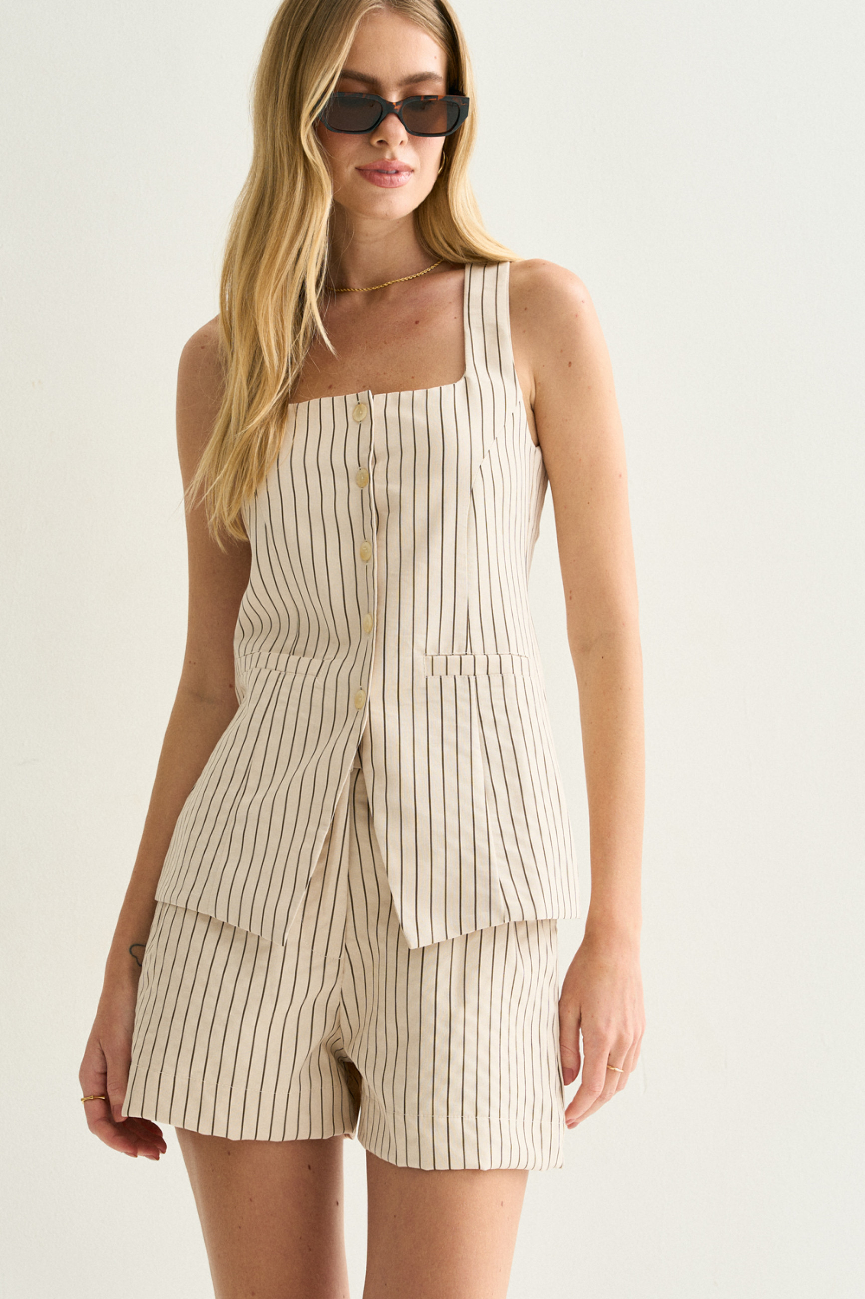 Colete Listrado Sienna Natural