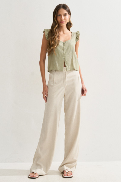 Calça Linho Alfaiataria Eva Natural