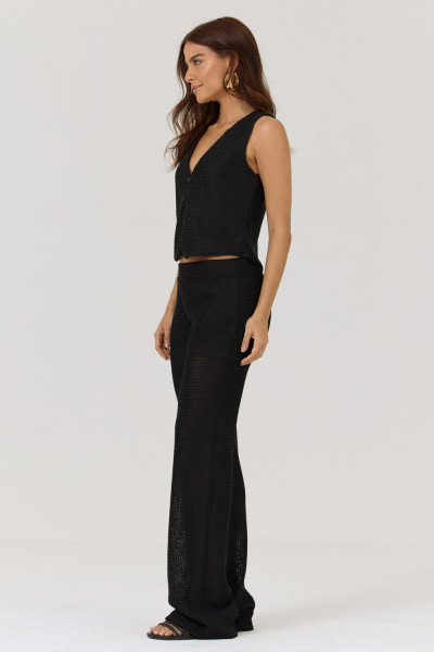 Calça Reta Crochê Preto