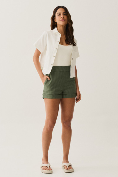 Mini Shorts Lana Verde Militar