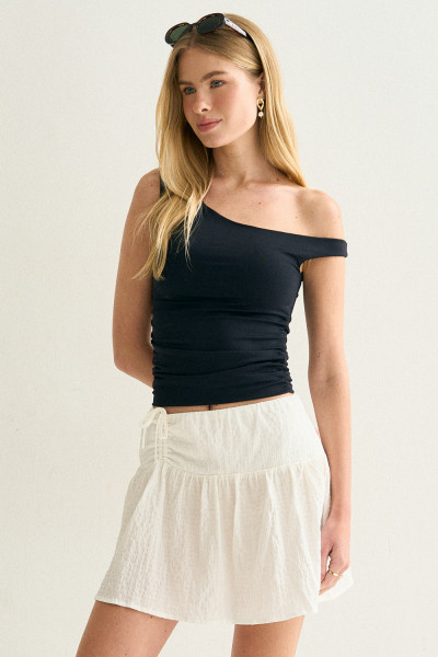 Blusa Assimétrico Franzido Preto