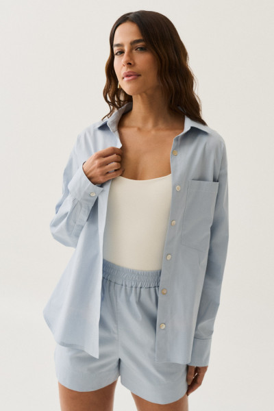 Camisa Tricoline Liz Azul