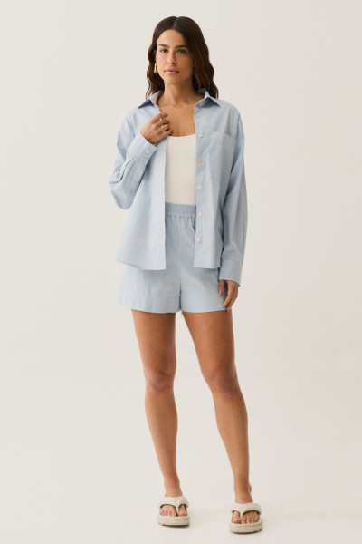 Camisa Tricoline Liz Azul