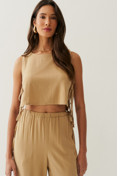 Regata Amarração nas Laterais Nina Bege