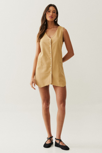 Macaquinho de Linho Manu Bege