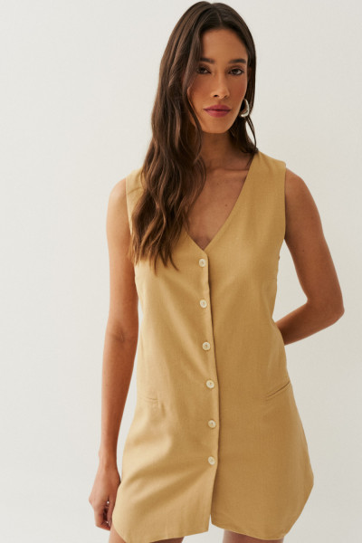 Macaquinho de Linho Manu Bege