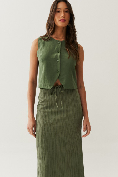 Colete com Botão Julie Verde Árvore