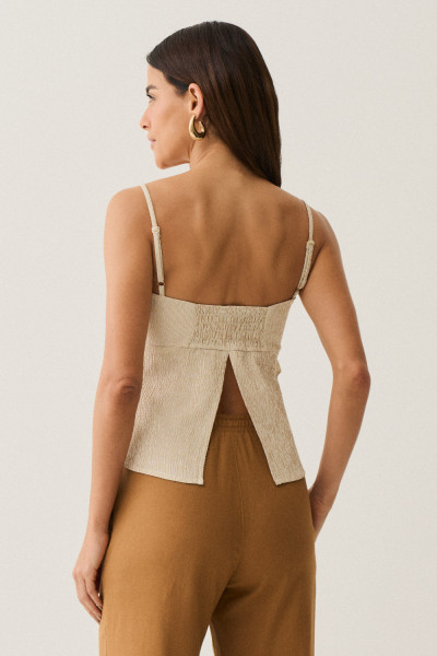 Regata Babado Listrado Isabella Bege