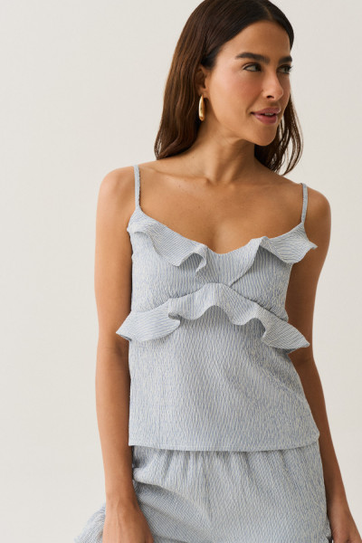 Regata Babado Listrado Isabella Azul