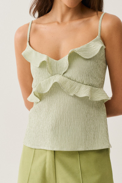 Regata Babado Listrado Isabella Verde Avocado