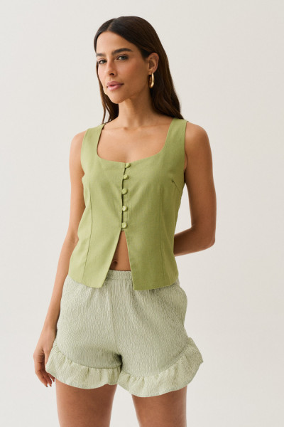 Shorts Listrado Babado Verde Avocado