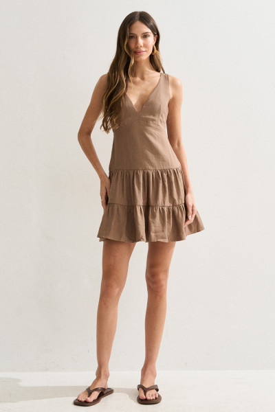 Vestido Três Marias Maju Café com Leite