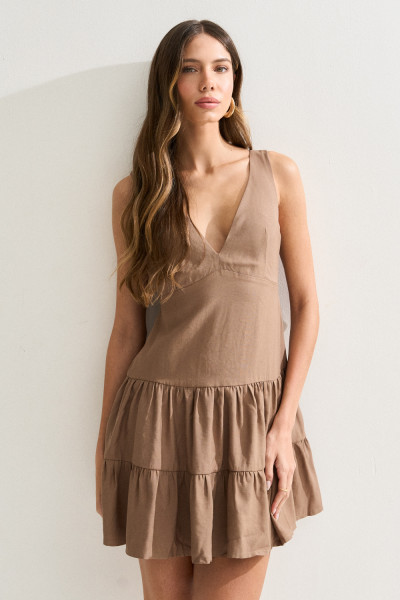 Vestido Três Marias Maju Café com Leite