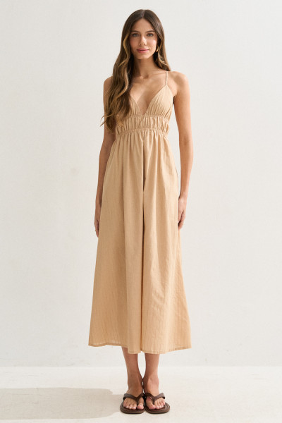 Vestido Midi Olivia Bege