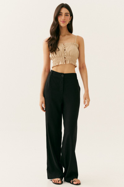 Top Franzido Laís Bege