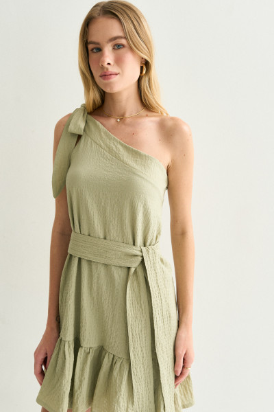 Vestido Um Ombro Iara Avocado Claro