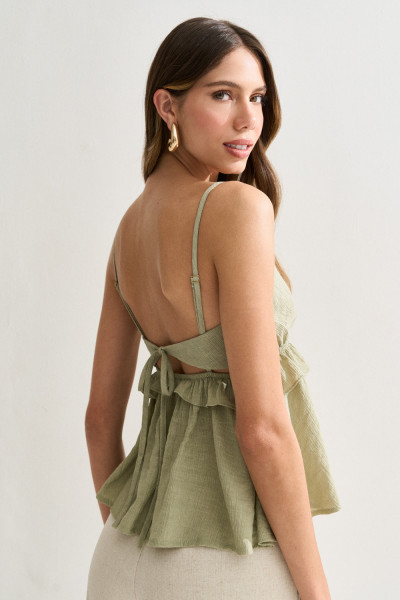 Regata Babado Flora Avocado Claro