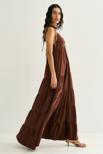 Vestido Luna Longo Marrom
