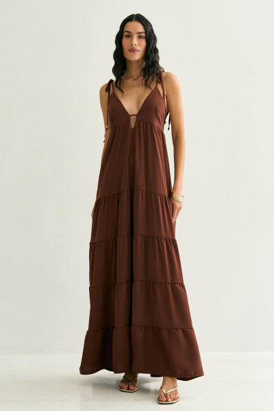 Vestido Luna Longo Marrom