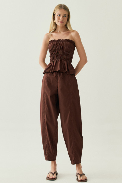 Calça Tricoline Cindy Marrom