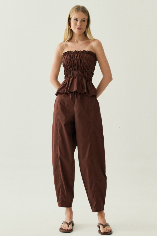 Calça Tricoline Cindy Marrom