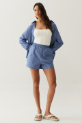 Shorts Bea Listrado Azul Escuro