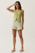 Shorts Listrado Babado Verde Avocado