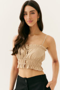 Top Franzido Laís Bege