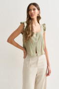 Blusa Babado Gaby Avocado Claro
