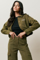 Jaqueta Veludo Cropped Bordado Verde Militar