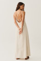 Vestido Midi com Costas Vazadas Natural
