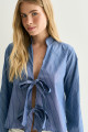 Camisa Listrada Camille Azul Escuro
