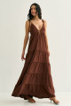 Vestido Luna Longo Marrom