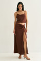 Conjunto Regata e Saia Calla Marrom