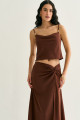 Conjunto Regata e Saia Calla Marrom