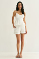 Shorts Botão Linho Celine Off White